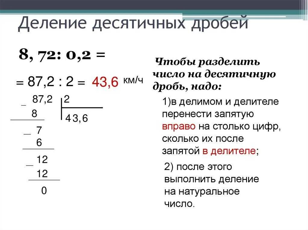 Как делить десятичные дроби 6 класс. Как делить десятичные дроби 5 класс. Математика 5 класс правила деления десятичных дробей. Правило деления десятичных дробей 5 класс.