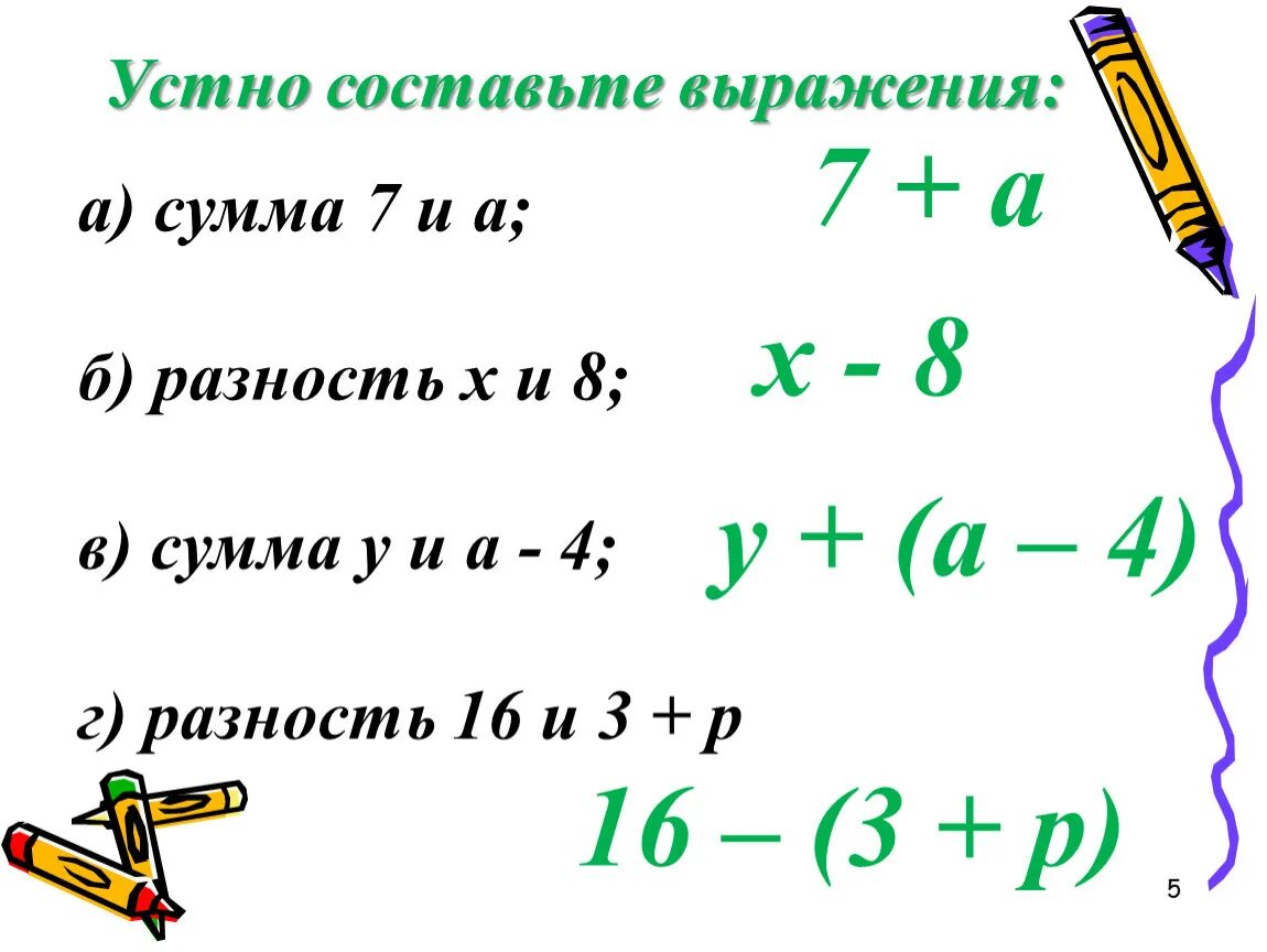 Найдите разность а б в г. Сумма выражений. Сумма разность выражение. Разность суммы и сумма разности. Составляющие разности.