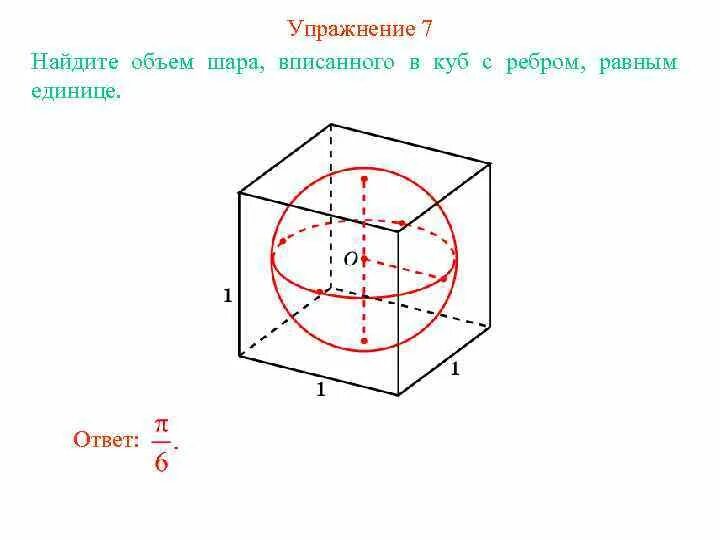 Шар в кубе формула. В куб вписан шар Найдите объём шара если объём Куба равен 24. Объем вписанного шара. Куб вписан в шар. Объем вписанного Куба.