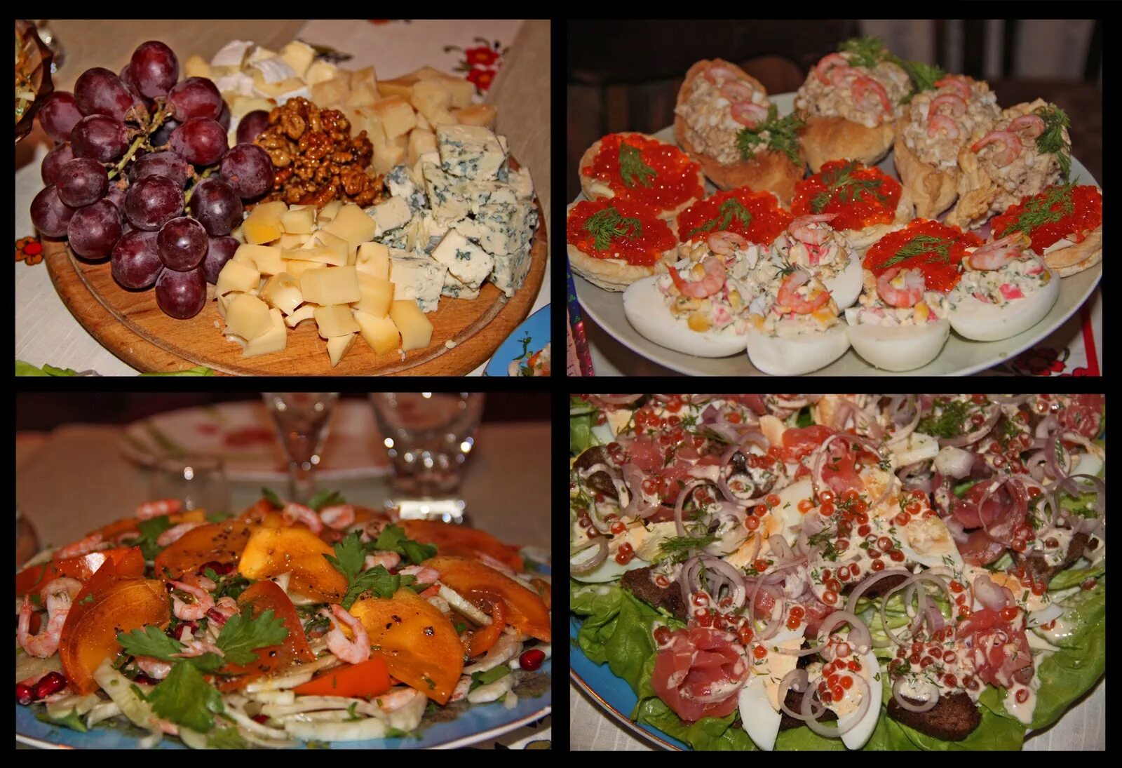 летний праздничный стол. вкусные новогодние закуски. праздничные блюда. тарталетки с крабовыми палочками и креветками. новогодние закуски.