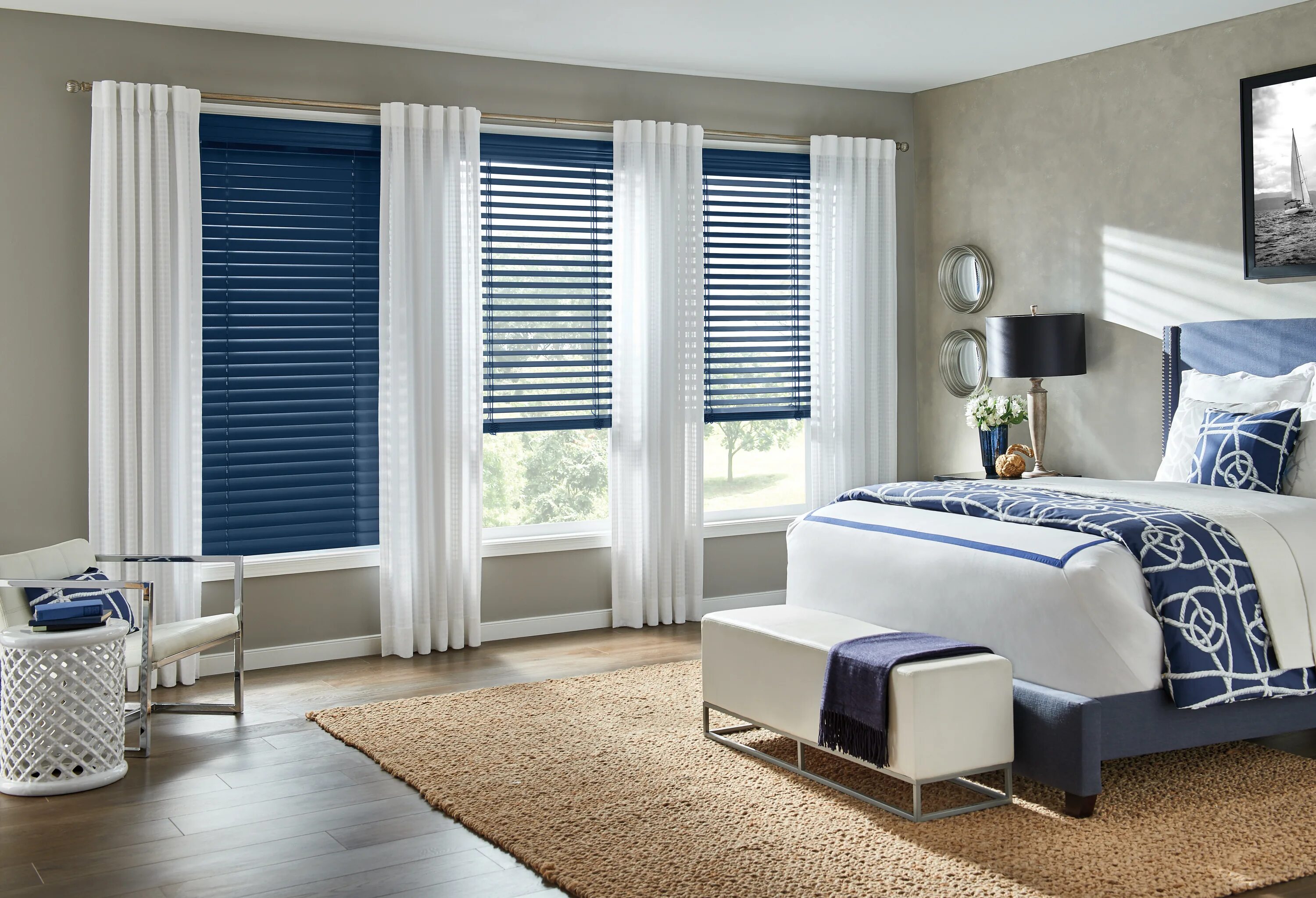 Dark wood and pattern create a cosy global look in a room, plain cream and wool 