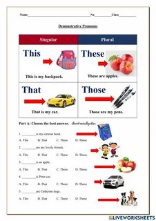 Demonstrative pronouns worksheets