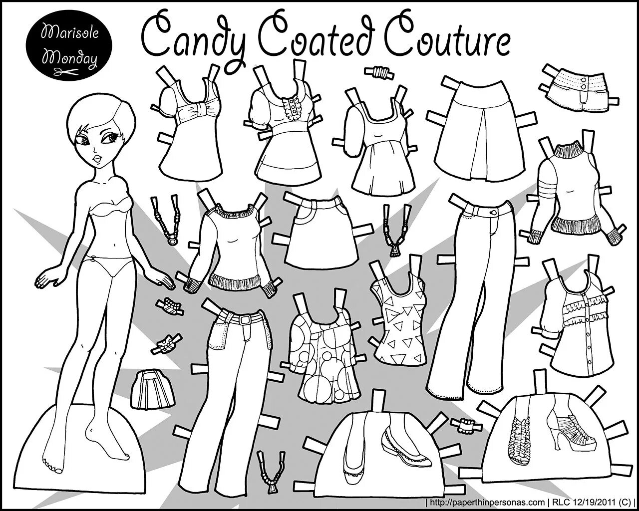 Раскраски кукла с одеждой распечатать бесплатно Adorable Paper Doll Coloring Pages for Kids