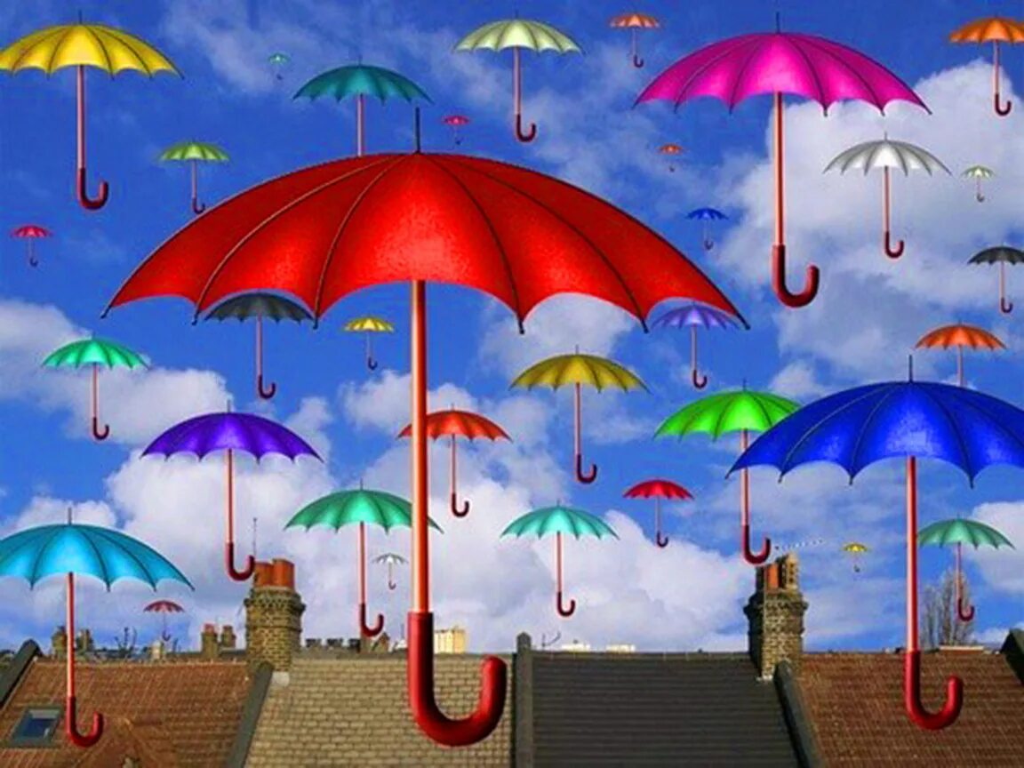Это экзотика мокнешь без зонтика. Зонтик. Доброе утро с зонтиком. Цветные зонтики картина. Открытка с зонтом.
