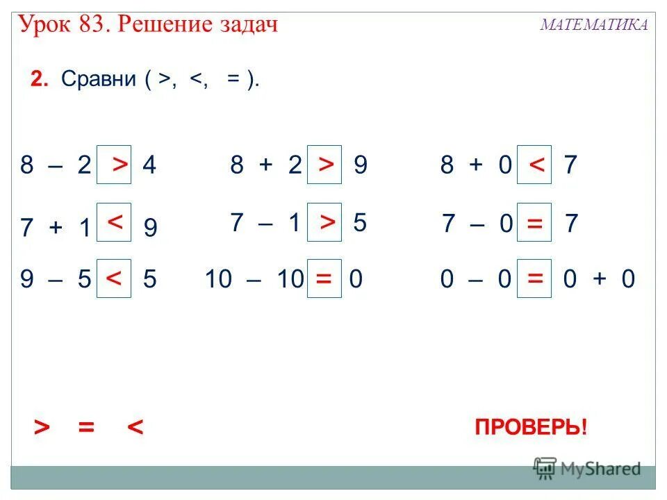 Урок 83 математика 2 класс. Решение задач урок 83. Тема урока решение примеров. X+4=7 1 класс математика. Урок 083.