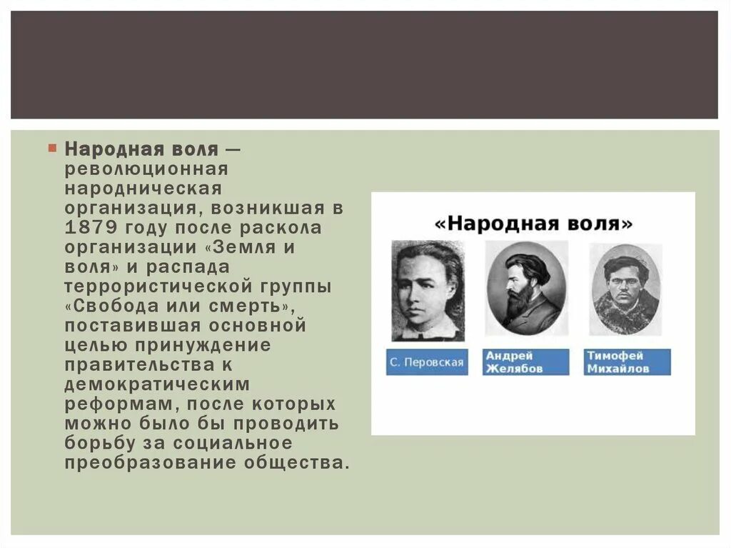 Народная Воля 1879-1881. Народная Воля Революционная партия. Лидеры народной воли 1879. 1879 Год народная Воля. Организация народная воля причина