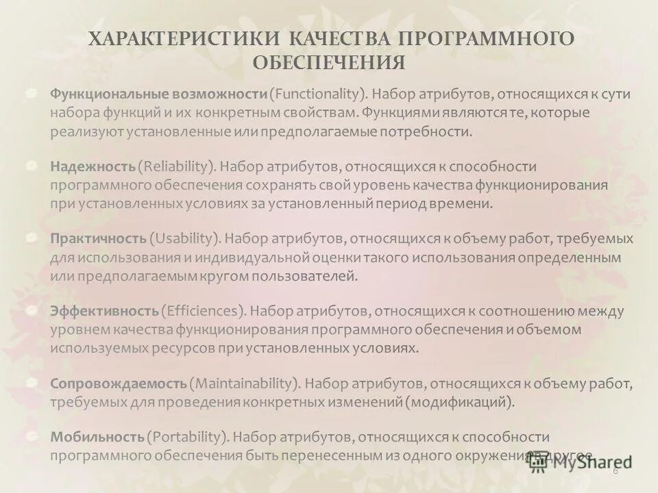 характеристики качества программного