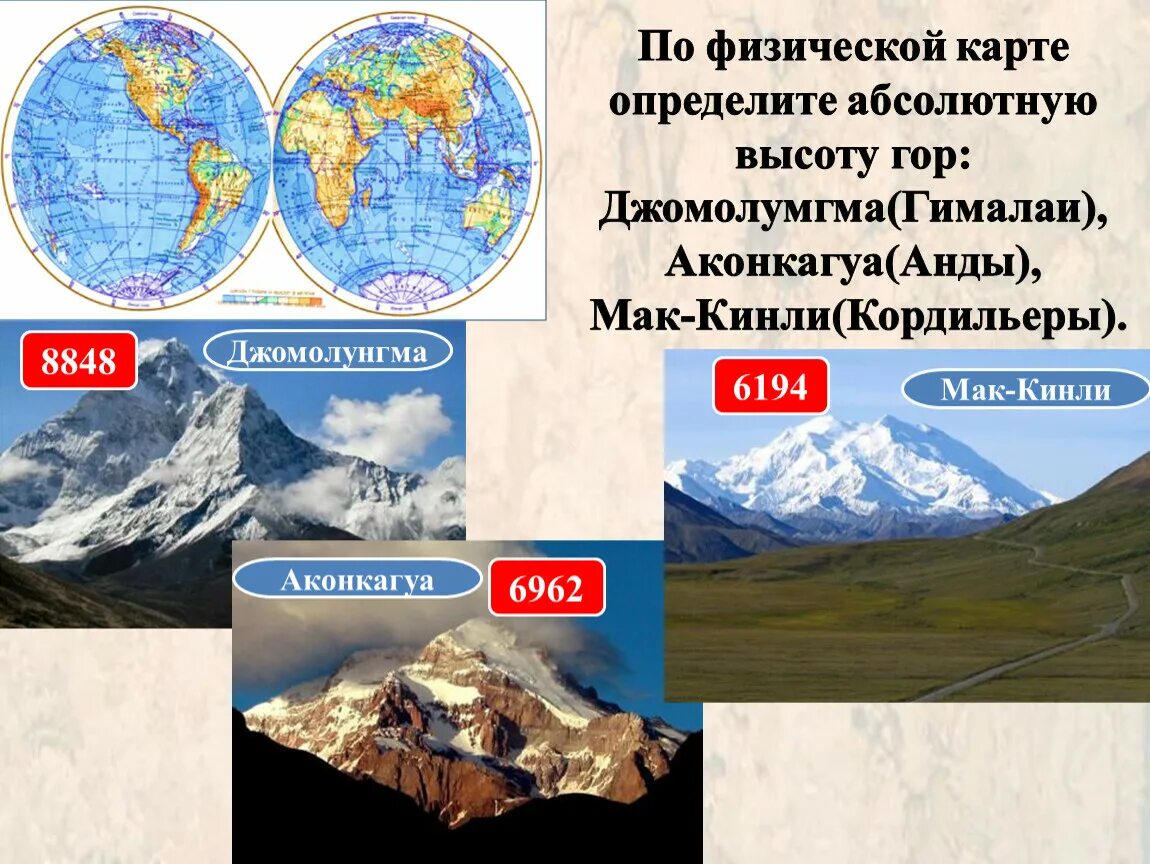 Средняя высота горы Гималаи. Абсолютная высота гор Гималаи. Абсолютная высота горы Кордильеры. Горы Гималаи на карте.