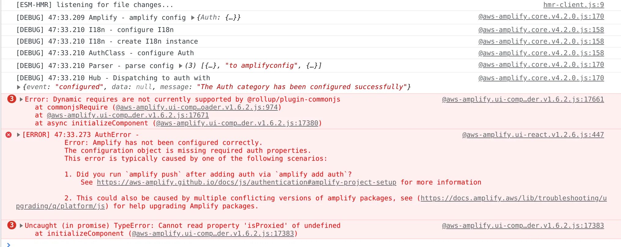 Auth error error not found. Auth error error not found