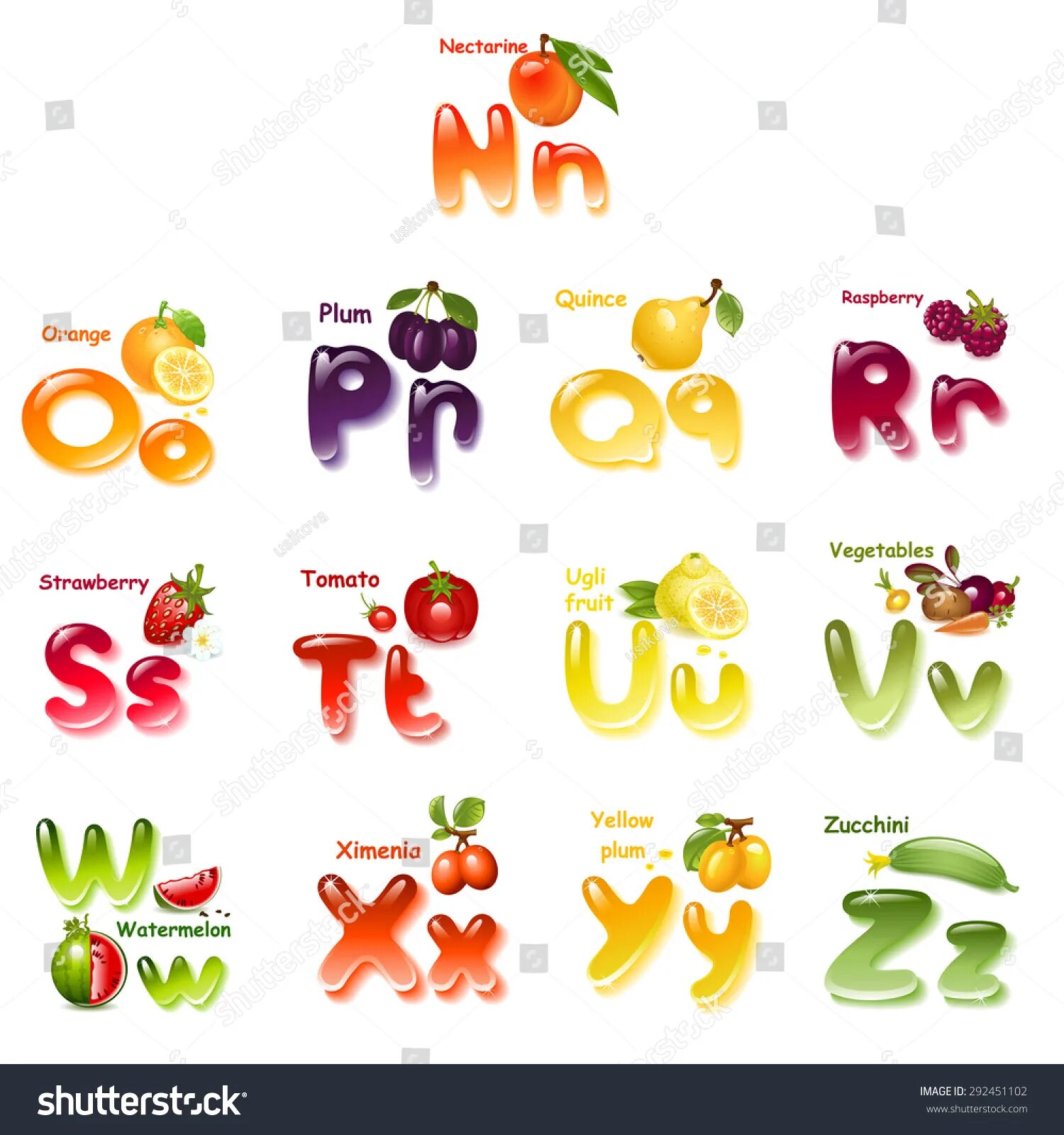Letters fruits
