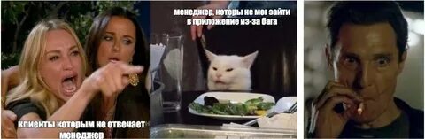 Мем с котом и двумя женщинами