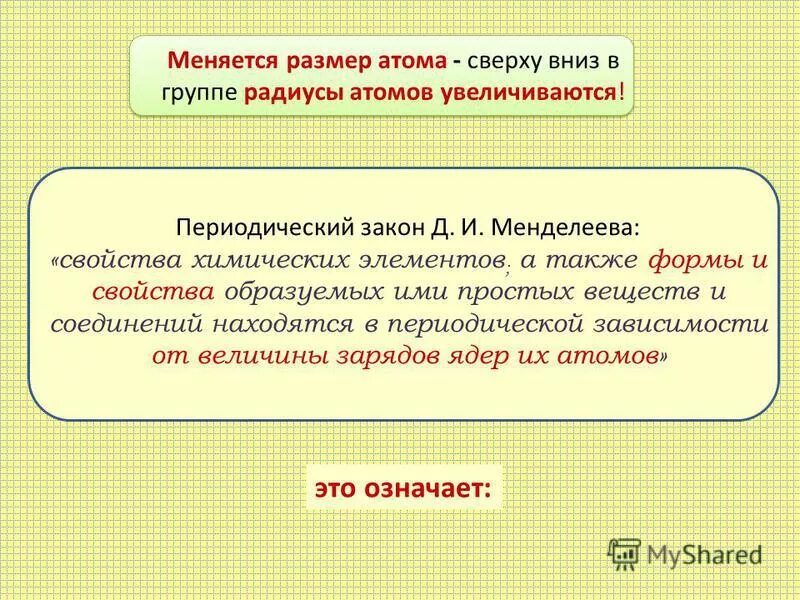 Радиус атома по группе сверху вниз. Радиус в группе сверху вниз. Вниз по группе радиусы элементов. В группе сверху вниз радиус атома не меняется. Как меняются свойства в группах