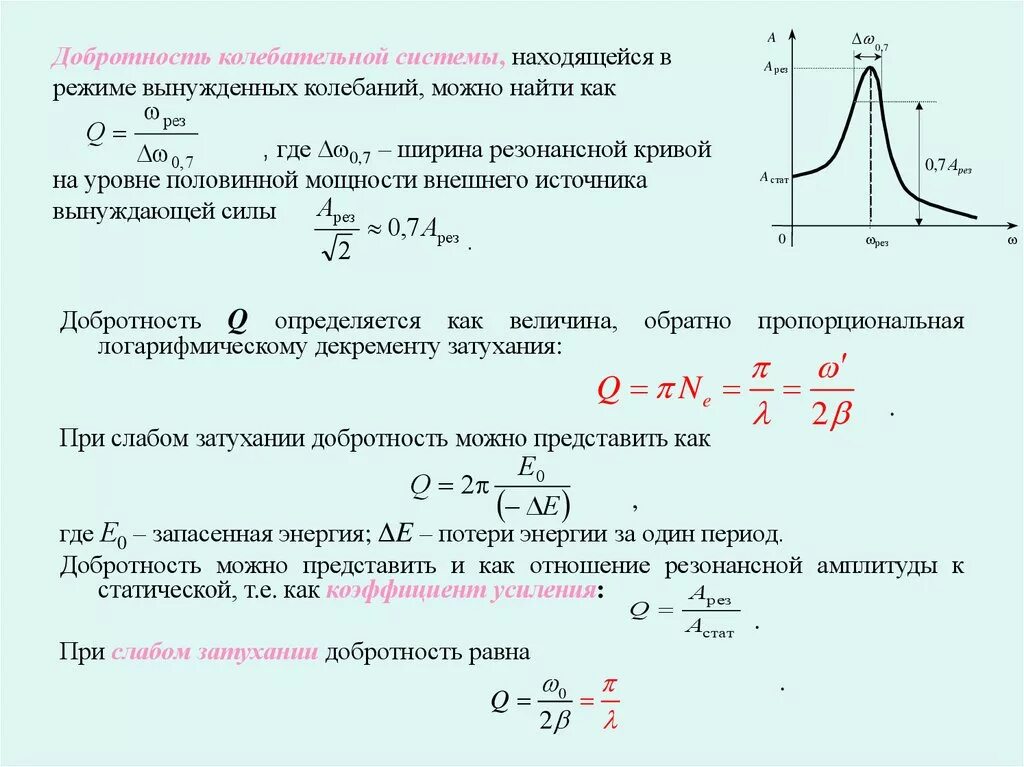 Добротность последовательного. Добротность механической колебательной системы. Добротность колебательного контура формула. Коэффициент затухания формула добротность. Частота собственных колебаний формула.