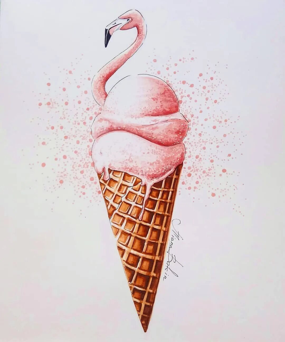 Мороженка рисунок. Фламинго скетч маркерами. Рисунок мороженого. Картинки для срисовки мороженое. Скетч мороженое.