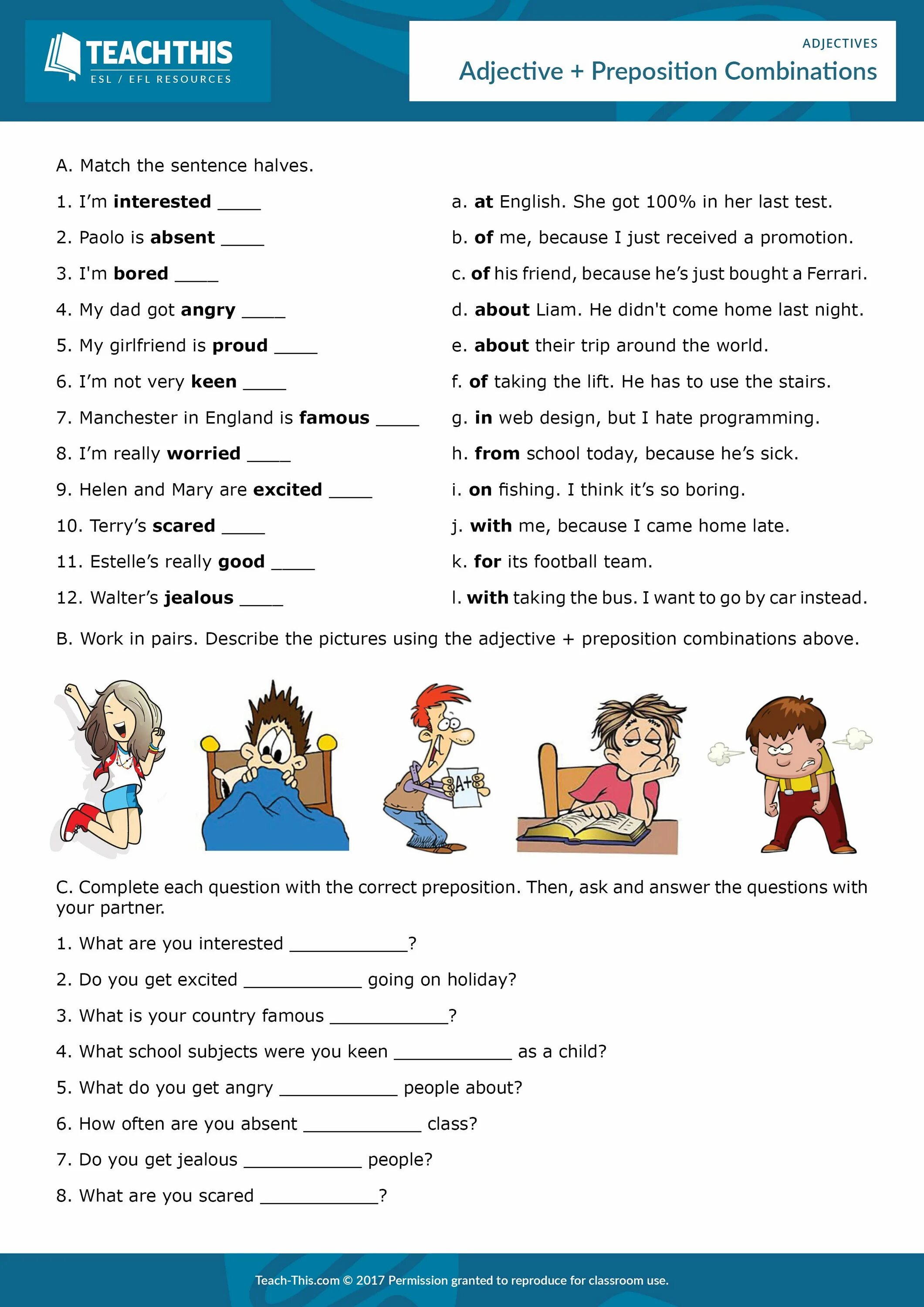 He s worried about me. Грамматика adjective +preposition. Adjectives with prepositions. Prepositions for Intermediate students. Prepositions Worksheets Intermediate.