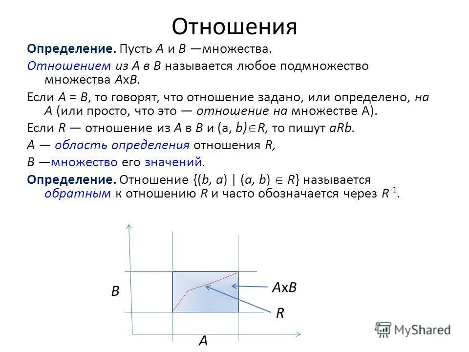 Задать отношение на множестве. Задать отношение на множестве