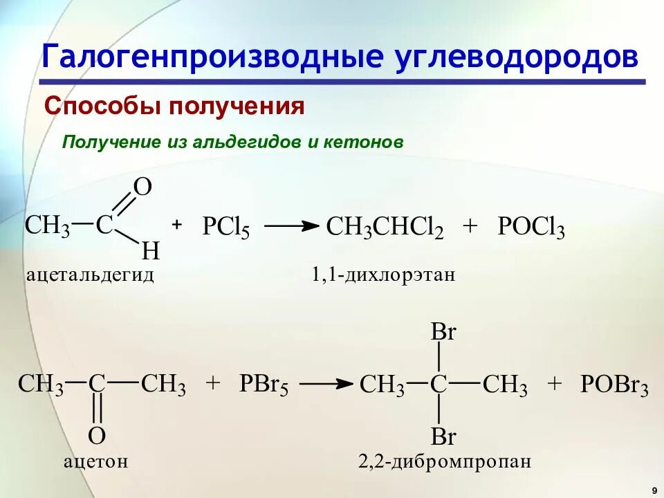 Реакция полимеризации алканов. Методы синтеза галогенопроизводных углеводородов. Получение альдегидов из галогенопроизводных. Способы получения альдегидов и кетонов из галогенопроизводных. Способы получения галогенпроизводных из спиртов.