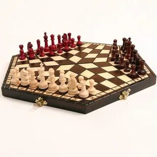 Wooden Chess For Three Players Set Small Size 12 inches image 0.
