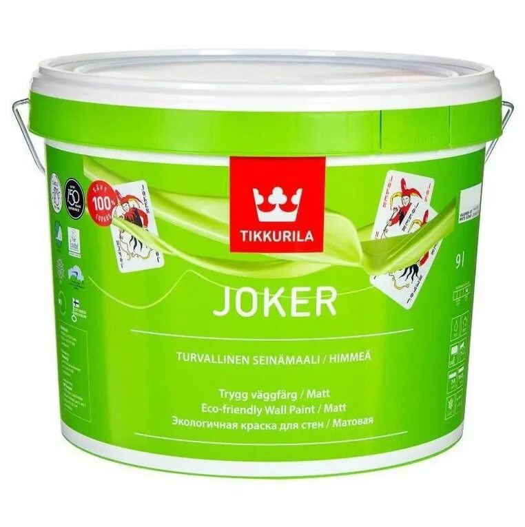 Краска экологичная Tikkurila Joker цвет белый 9 л. Краска Tikkurila Joker (9 л a). Tikkurila Joker 10 л. Краска Tikkurila Joker a матовая 2,7л. Обои без запаха