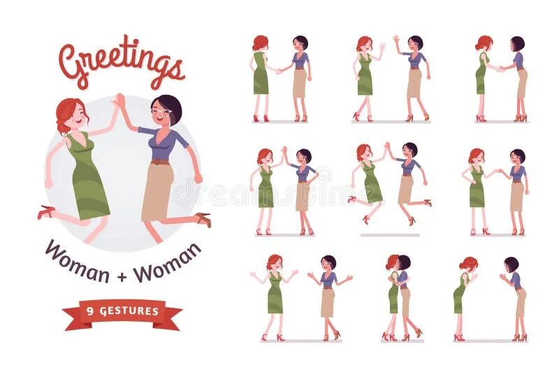 Women greeting. Приветствие в офисе женщины. Женщина приветствует. Women greeting. Векторное изображение дружба.