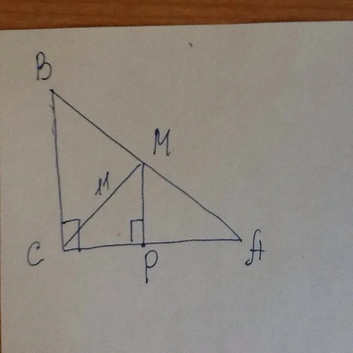 Серединный перпендикуляр гипотенузы прямоугольного треугольника