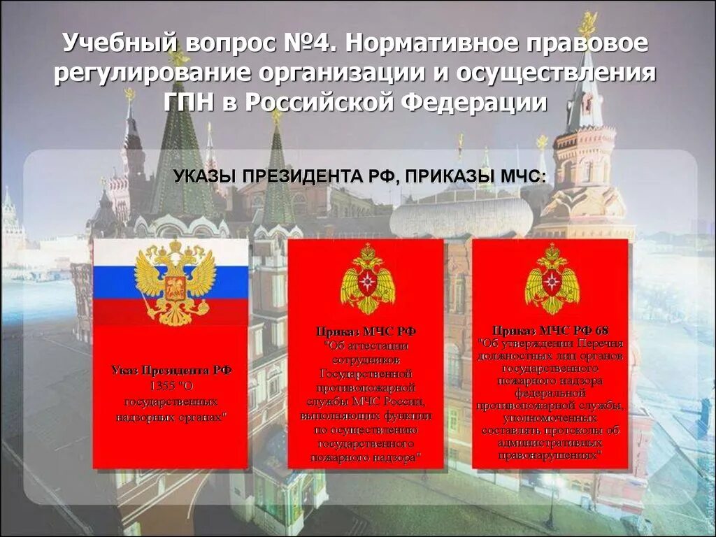 Нормативно правовое регулирование МЧС РФ В РФ. Цели и задачи ГПН. Указ президента 868. Нормативное правовое регулирование госуд. Надзоров МЧС России. Государственный пожарный надзор в российской федерации