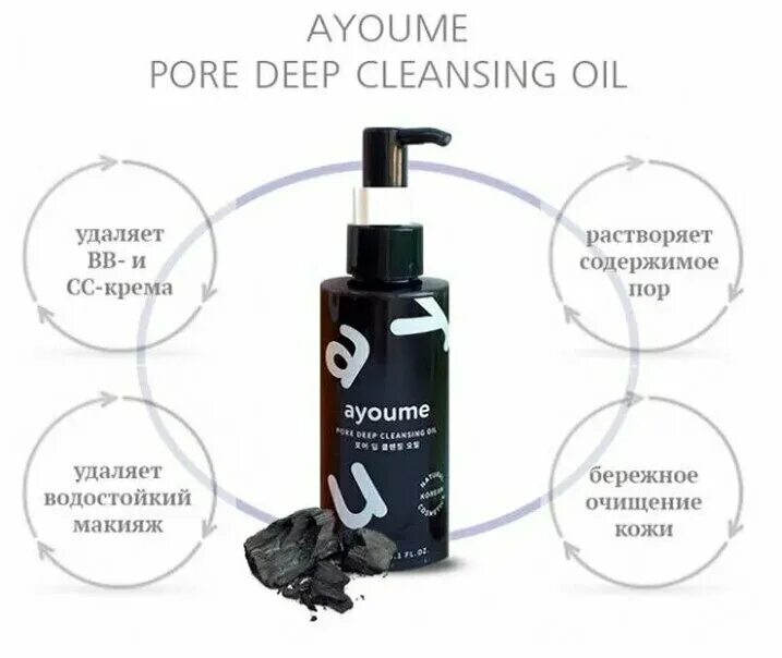 Черное масло для умывания. Ayoume Pore Deep Cleansing Oil. Гидрофильное масло Ayoume Pore Deep Cleansing Oil. Масло гидрофильное Pore Deep Cleansing Oil, Ayoume 150 мл 42508. Ayoume гидрофильное масло с древесным углем для глубокой очистки.