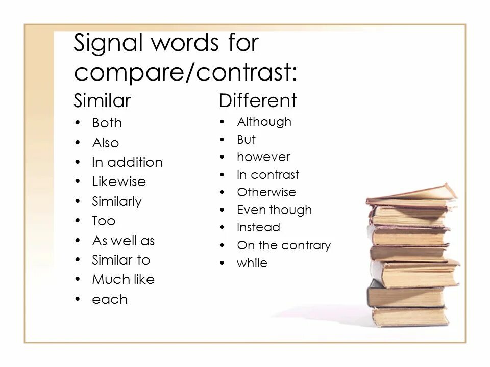 And are similar in many. Signal words. compare and contrast. contrast words. signal words in english.
