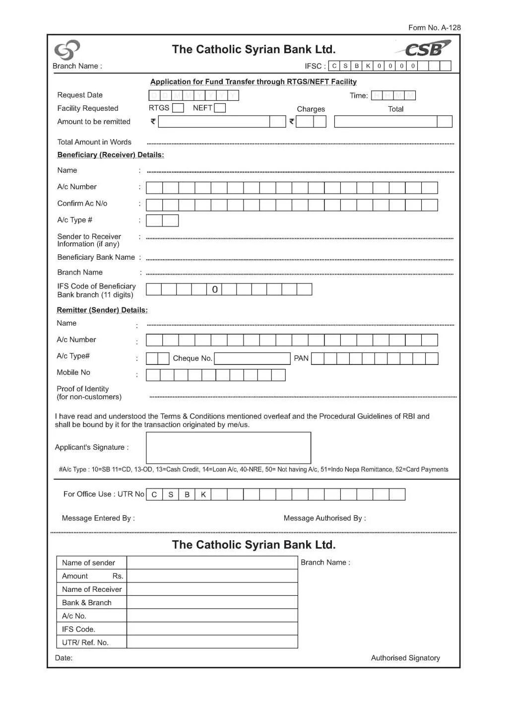 Forms bank. Forms bank