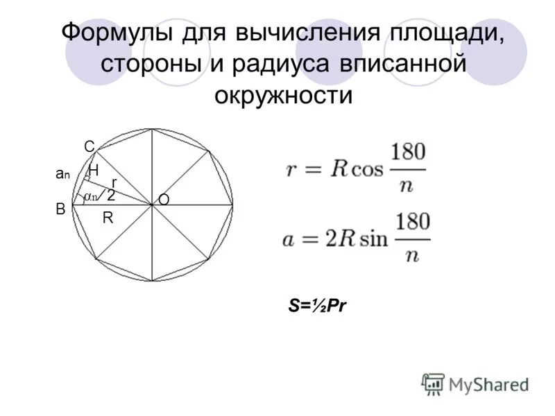 Радиус многоугольника. Площадь правильного восьмиугольника через радиус. Правильный шестиугольник формулы для вычисления. Шестиугольник вписанный в окружность формулы. Площадь правильного шестиугольника формула.