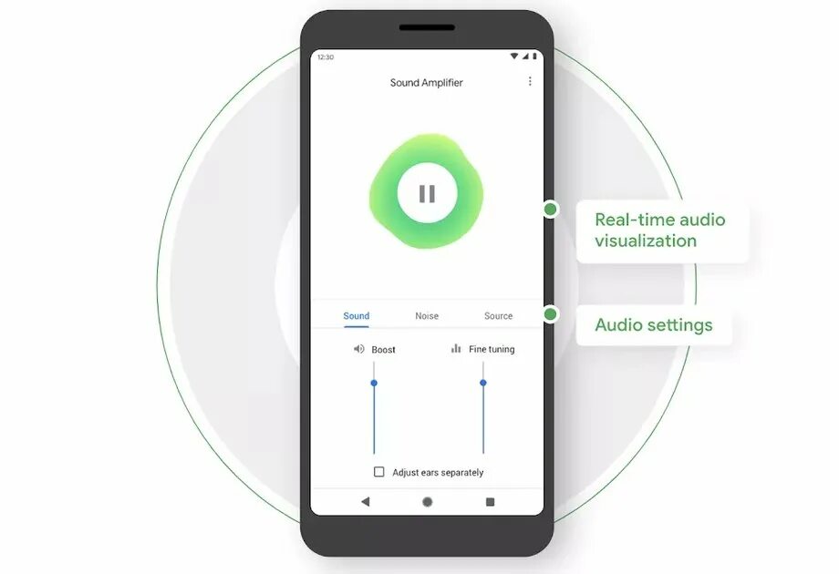 Про приложение звук. Приложение Amplifier. Sound Amplifier. Усилитель Google. Звук из мобил.