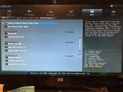 Отключить security boot acer