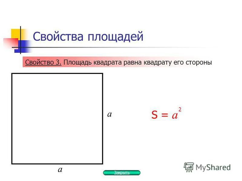 4 свойства площадей