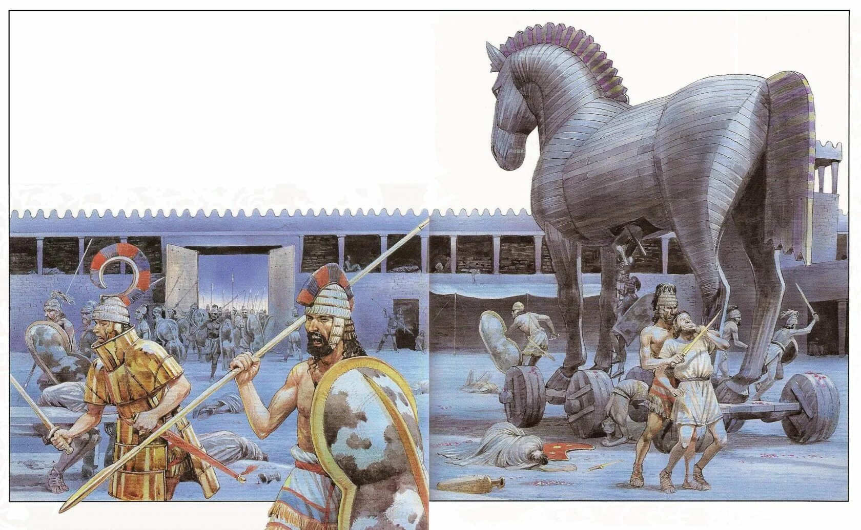 Троя мифология. Троянский конь ахейцы. Ахиллес и Троянский конь. Троянский конь Илиада.