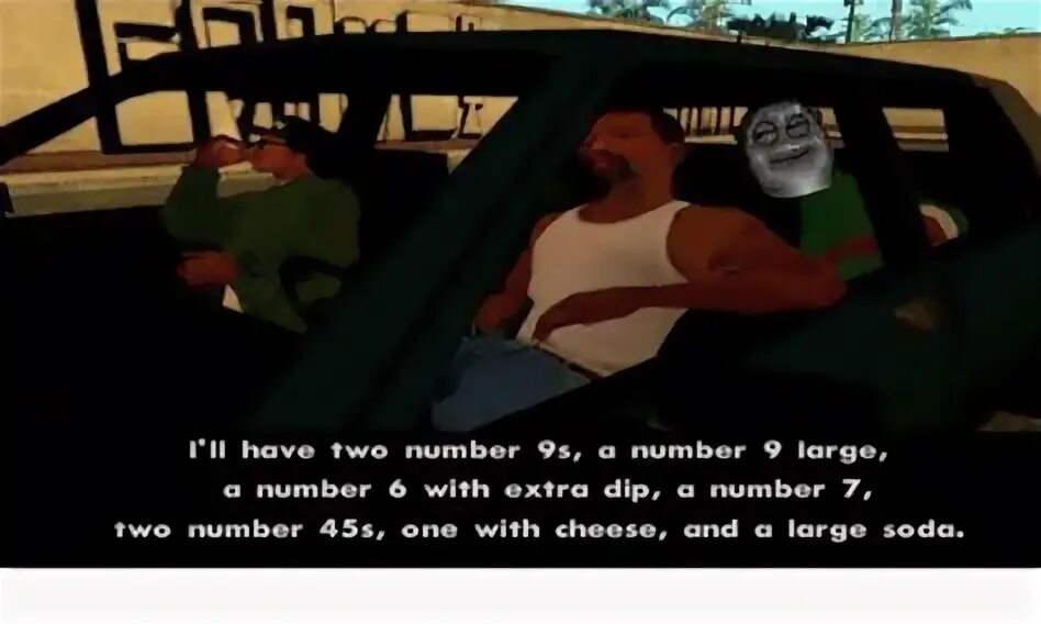 One s a number. I'll have two number 9s a number 9 large a number 6 with Extra Dip. A number 9 large. 2 Number 9 number 9 large. I'll have 2 number 9s.