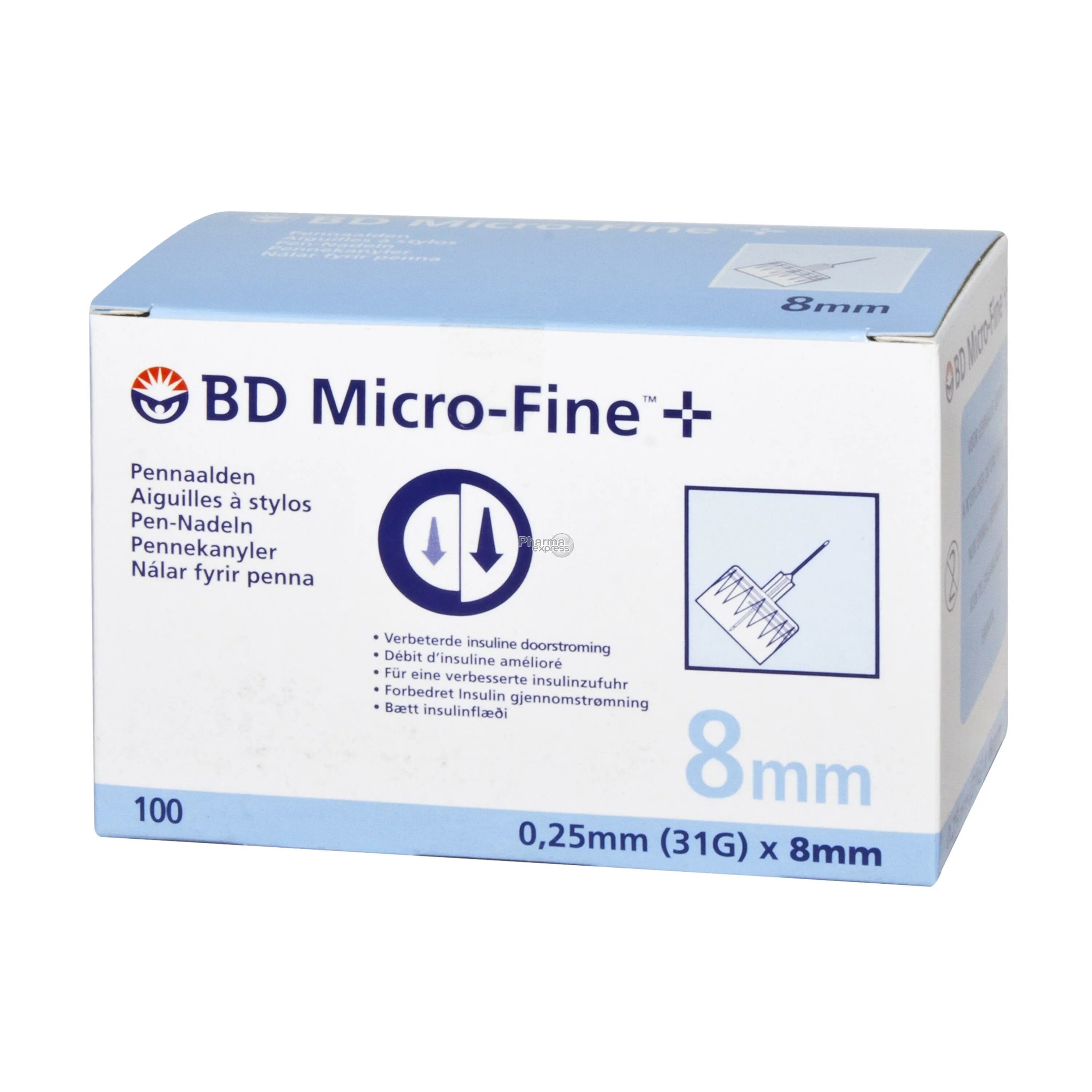 Иглы bd Micro-Fine Plus 0,25 мм (31g) х 6 мм. Игла для шприц-ручек bd Micro-Fine Plus 31g (0.25 мм х 5 мм), 100 шт.. Иглы bd Micro Fine мм. Иглы 31g 0.25х6мм для инсулина.