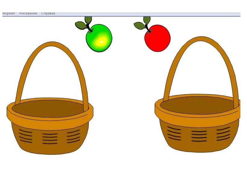 Игры 2 яблока. Корзинка рисунок. Корзинка картинка для детей. Собери фрукты в корзину. Большая и маленькая корзинки для детей.