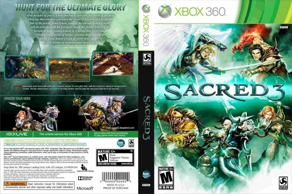 Игры для иксбокс 360 фрибут. Sacred 3 Xbox. Sacred Xbox 360. Xbox Live Arcade (Xbox 360) обложка. Sacred 3 коробка для Xbox.