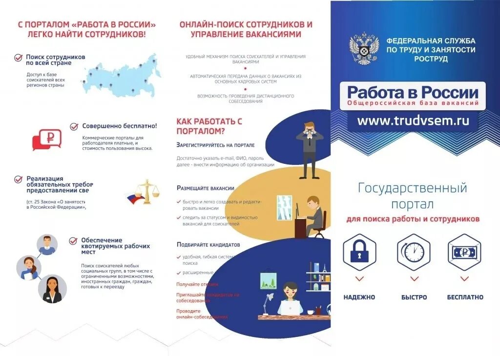 Работа россии зарегистрировать организацию. Портал работа в России. Вакансии в России. Буклеты работа в России. Центр занятости работа России.