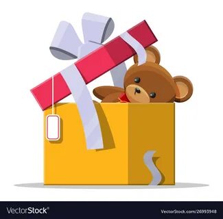 The teddy bear is the box