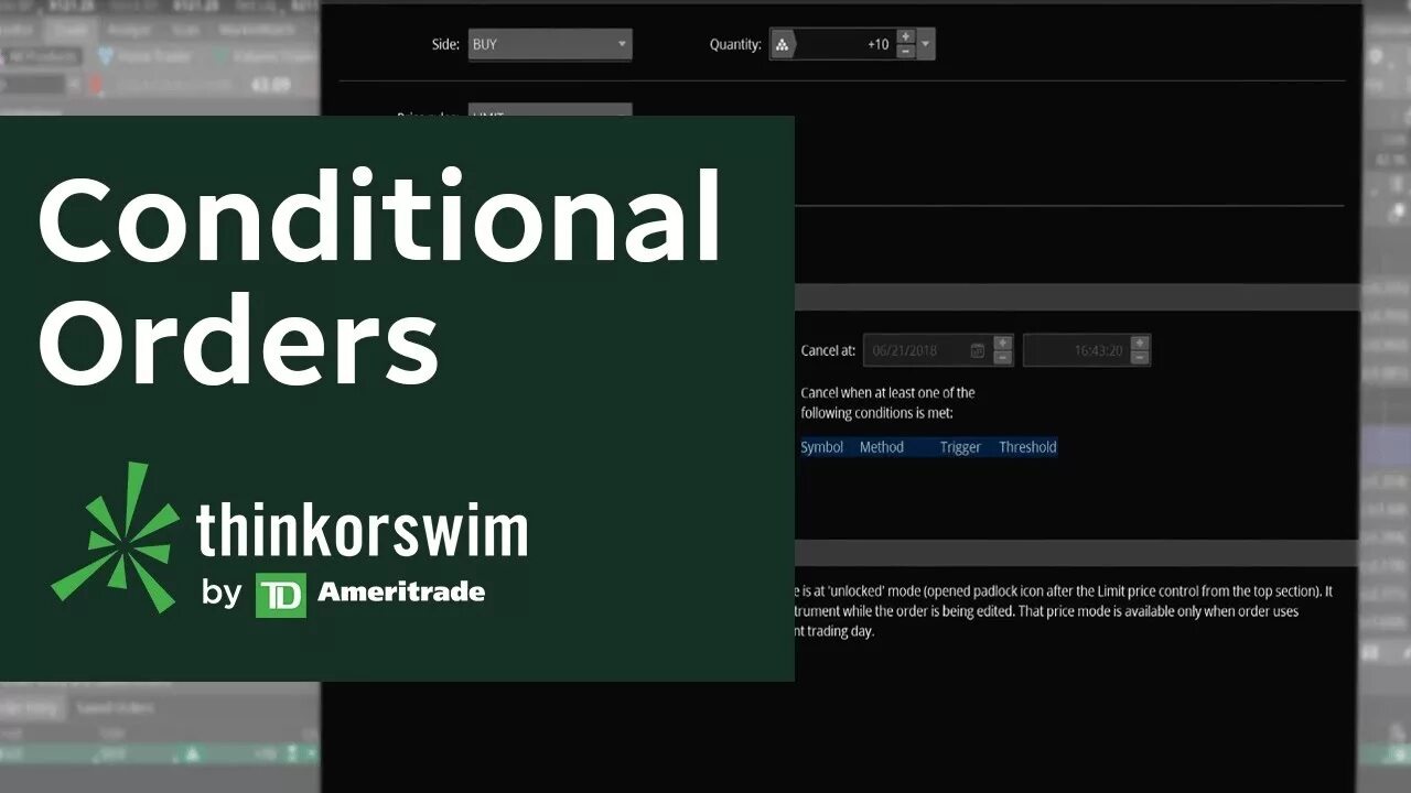 Condition order. Thinkorswim. Thinkorswim telefon. Thinkorswim oco. Order conditions.