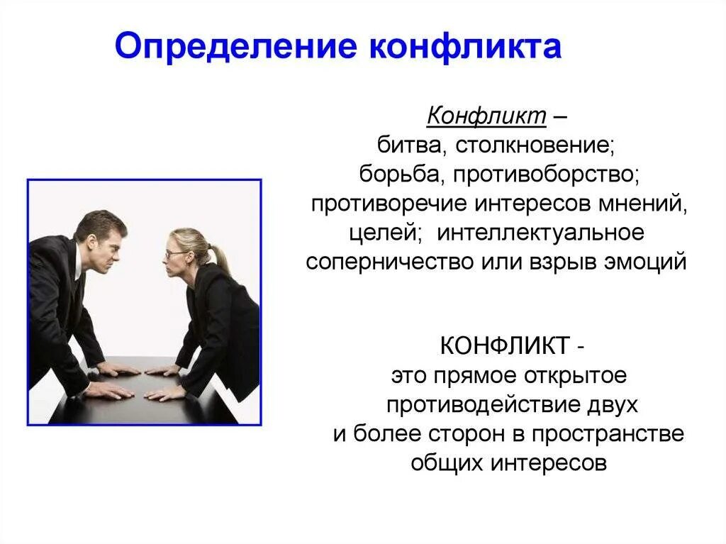 Вступить в конфликт. Определение понятия конфликт. основные понятия конфликта. понимание конфликта. определите конфликтную ситуацию.