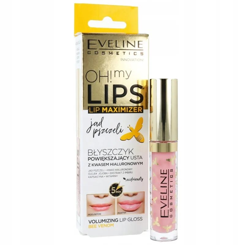 Lip Maximizer Eveline Cosmetics. Eveline блеск для увеличения объёма губ , 4,5мл. Блеск для губ Eveline Cosmetics Oh my Lips Lip Maximizer для увеличения объема. Блеск для губ Эвелин с пчелиным ядом.
