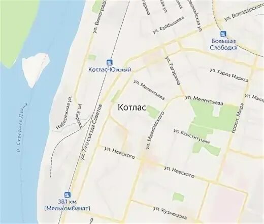 Котлас на карте