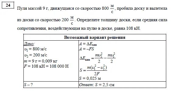 Модуль скорости пули