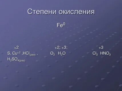 Степень окисления в соединениях fe2o3