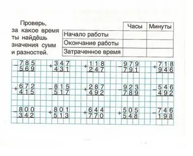 4 класс минус