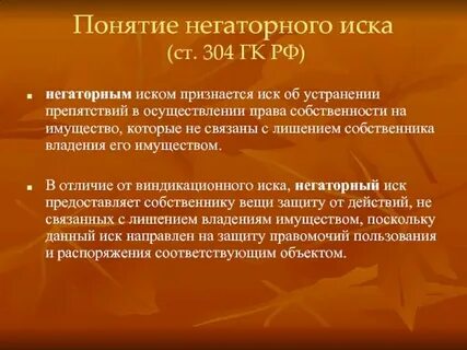 Негаторный иск сервитут