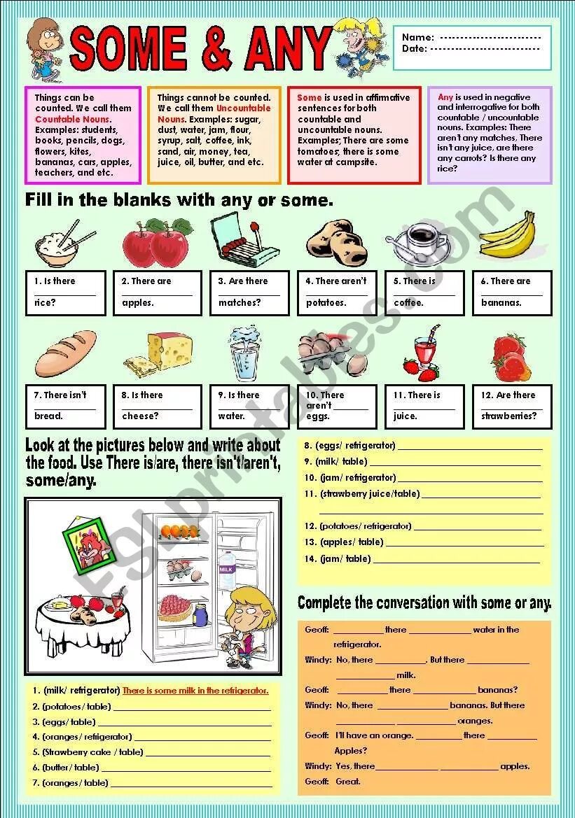 Is there some juice on the table. Some any упражнения. some a an упражнения. some any упражнения worksheets. some any worksheets 3 класс.