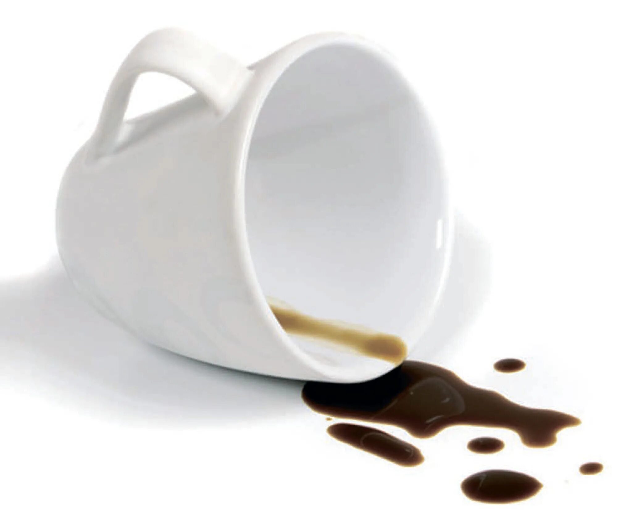Пятна от чая. Опрокинутая Кружка кофе. Кофе на белом фоне. Пролитая чашка кофе. Разлитое кофе.